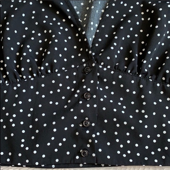 Cropped Deep Plunge Blouse Size Medium - Picture 3 of 3